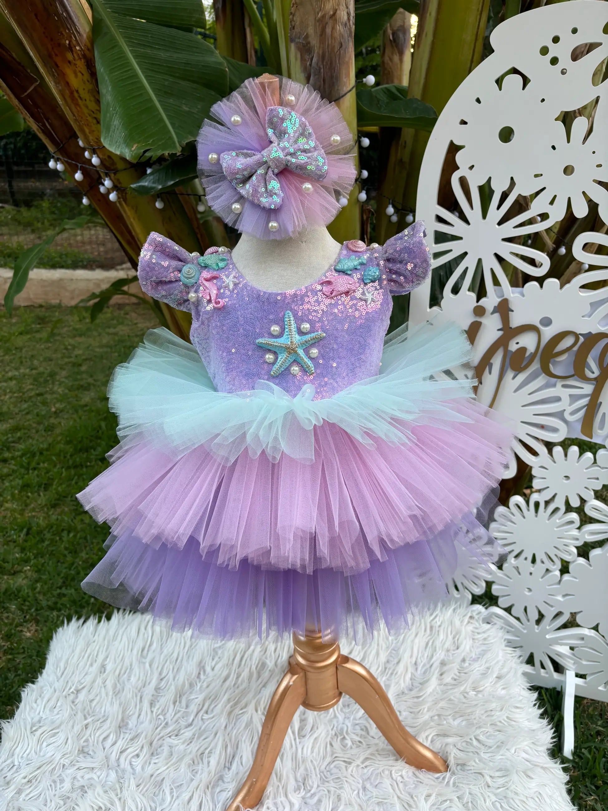 Deniz Kızı Temalı Kız Çocuk Abiye - Bebek Doğum Günü Elbisesi - ipeqakids – kız çocuk elbisesi