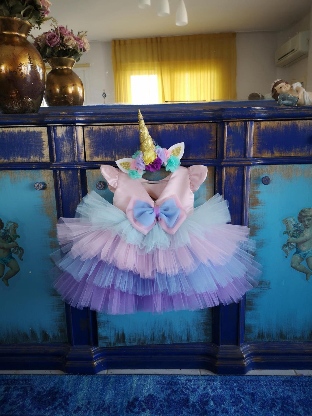Kısa Unicorn Elbise - Kız Çocuk Abiye - Bebek Doğum Günü Elbisesi - ipeqakids – kız çocuk elbisesi