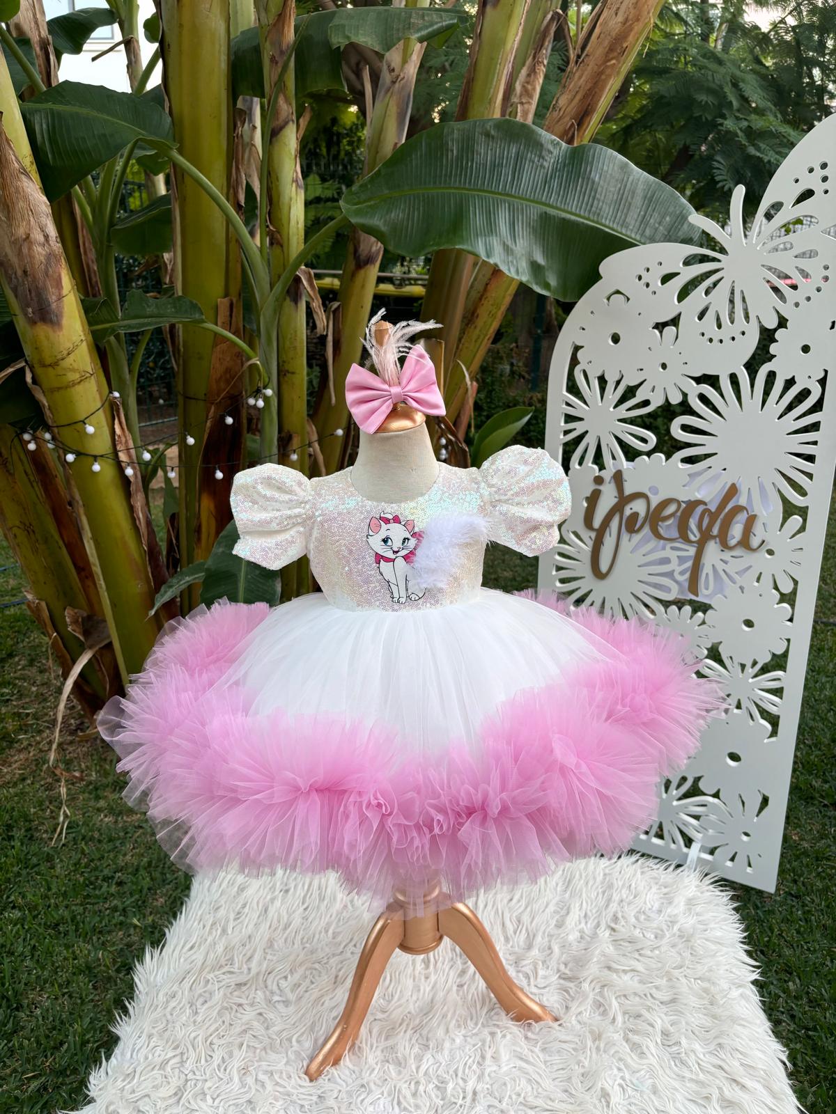 Kedili Tüylü Kız Çocuk Abiye - Bebek Doğum Günü Elbisesi - ipeqakids – kız çocuk elbisesi