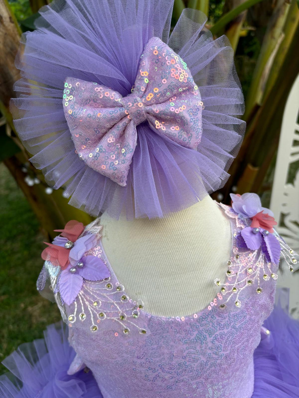 Lila Kelebekli Gipürlü Kız Çocuk Abiye - Bebek Parti Kostümü - ipeqakids – kız çocuk elbisesi