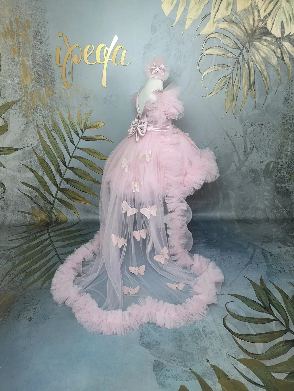 Pudra Pembe Kristalli Kız Çocuk Abiye - ipeqakids – kız çocuk elbisesi