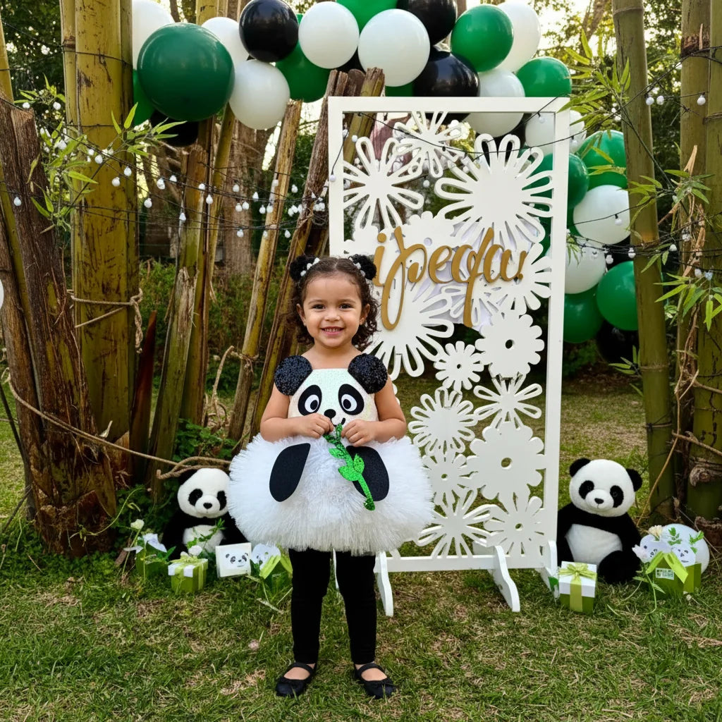 Panda Temalı Kız Çocuk Abiye - Bebek Parti Kostümü - ipeqakids – kız çocuk elbisesi