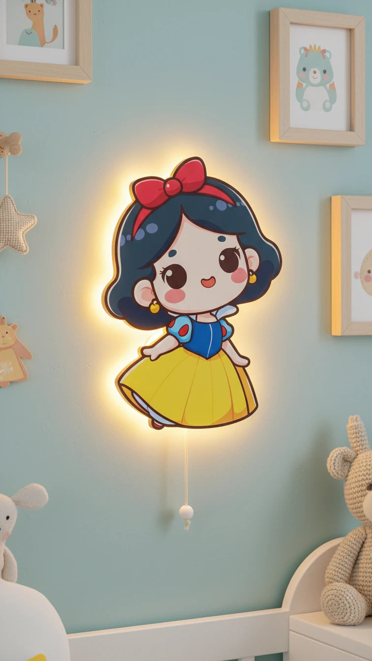Pamuk Prenses Pilli Led Işıklı Bebek Odası Ahşap Duvar Dekoru - Gece Lambası – kız çocuk elbisesi