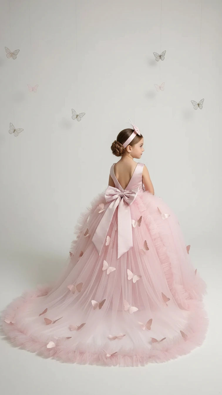 Pudra Kristalli Kız Çocuk Abiye kolsuz - ipeqakids – kız çocuk elbisesi