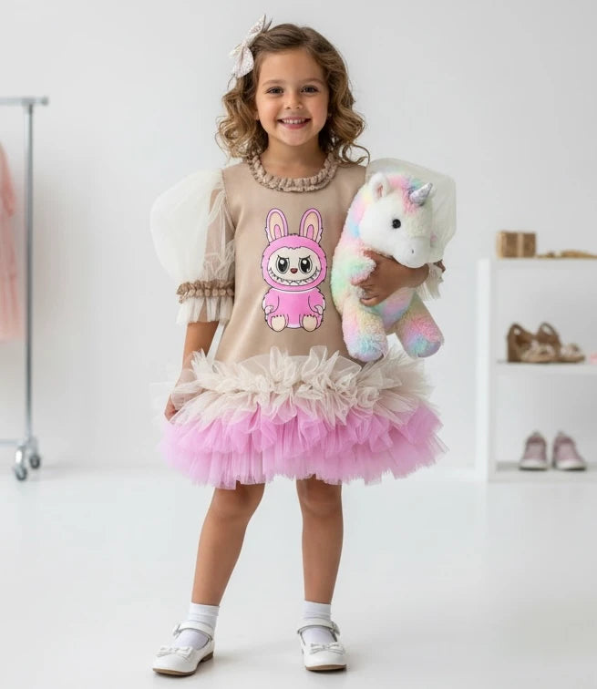 Labubu Temalı Kız Çocuk Elbisesi - ipeqakids – kız çocuk elbisesi