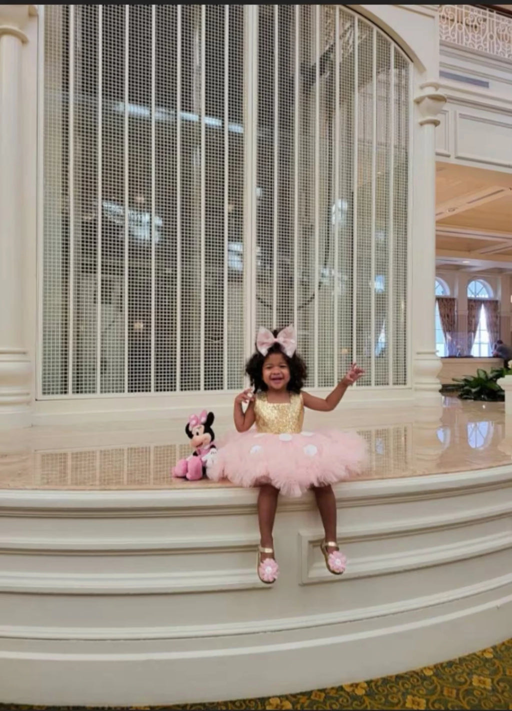 Kız Çocuk Purda Altın Minnie Mouse Kostümü TAÇ DAHİL - Çocuk Abiye Elbise -ipeqakids   – kız çocuk elbisesi