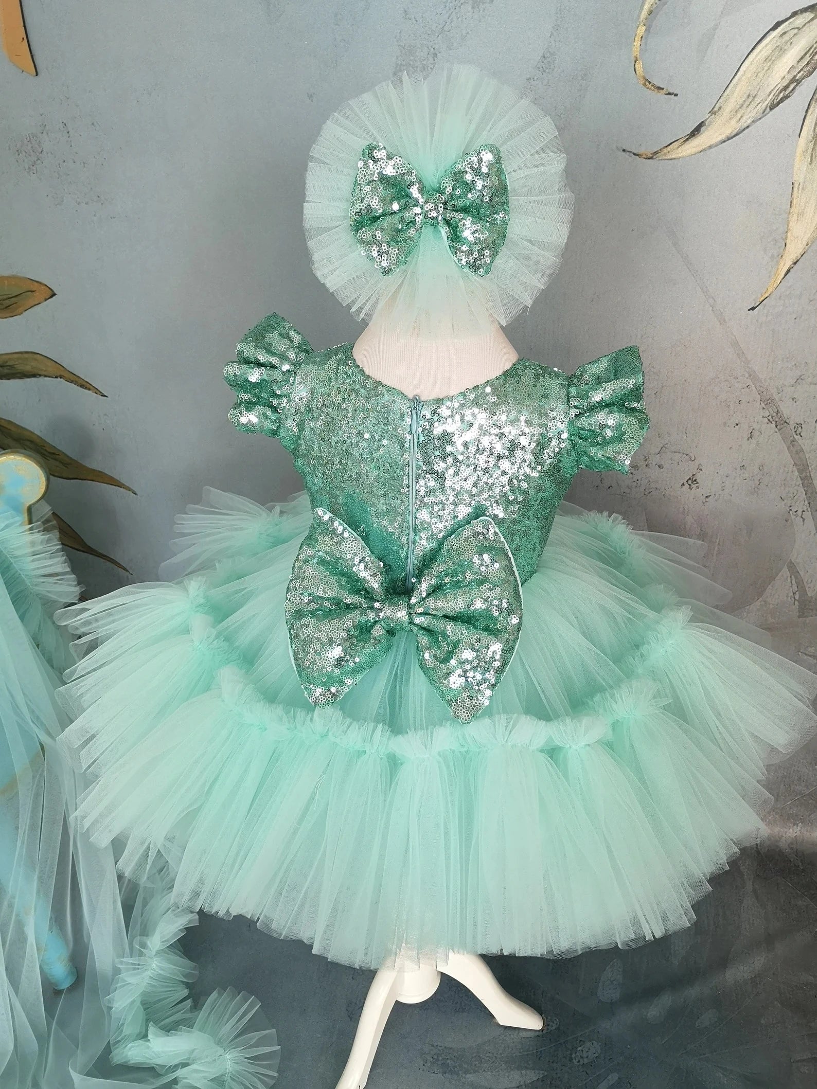 Mint Yeşili Kız Çocuk Abiye - İpeqakids – kız çocuk elbisesi