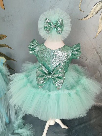 Mint Yeşili Kız Çocuk Abiye - İpeqakids – kız çocuk elbisesi