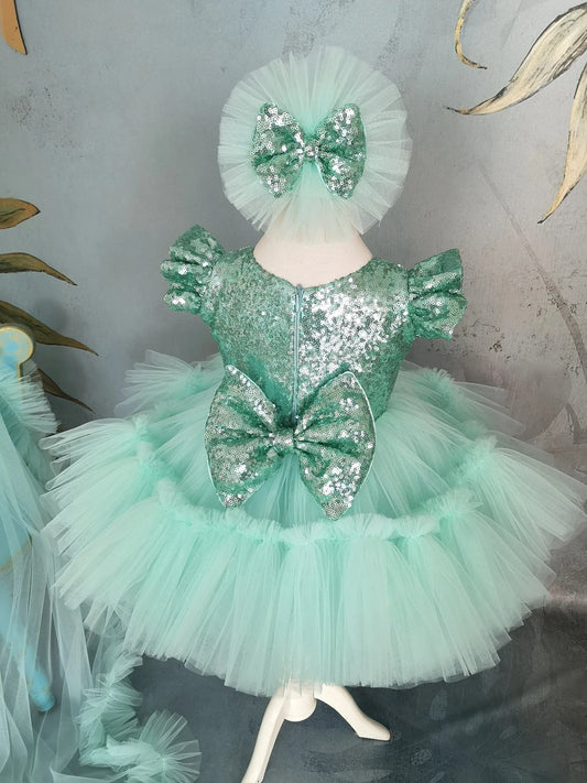 Mint Yeşili Kız Çocuk Abiye - İpeqakids – kız çocuk elbisesi