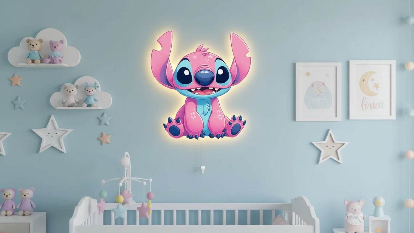 Lilo Led Işıklı Bebek Odası Ahşap Duvar Dekoru - Gece Lambası – kız çocuk elbisesi