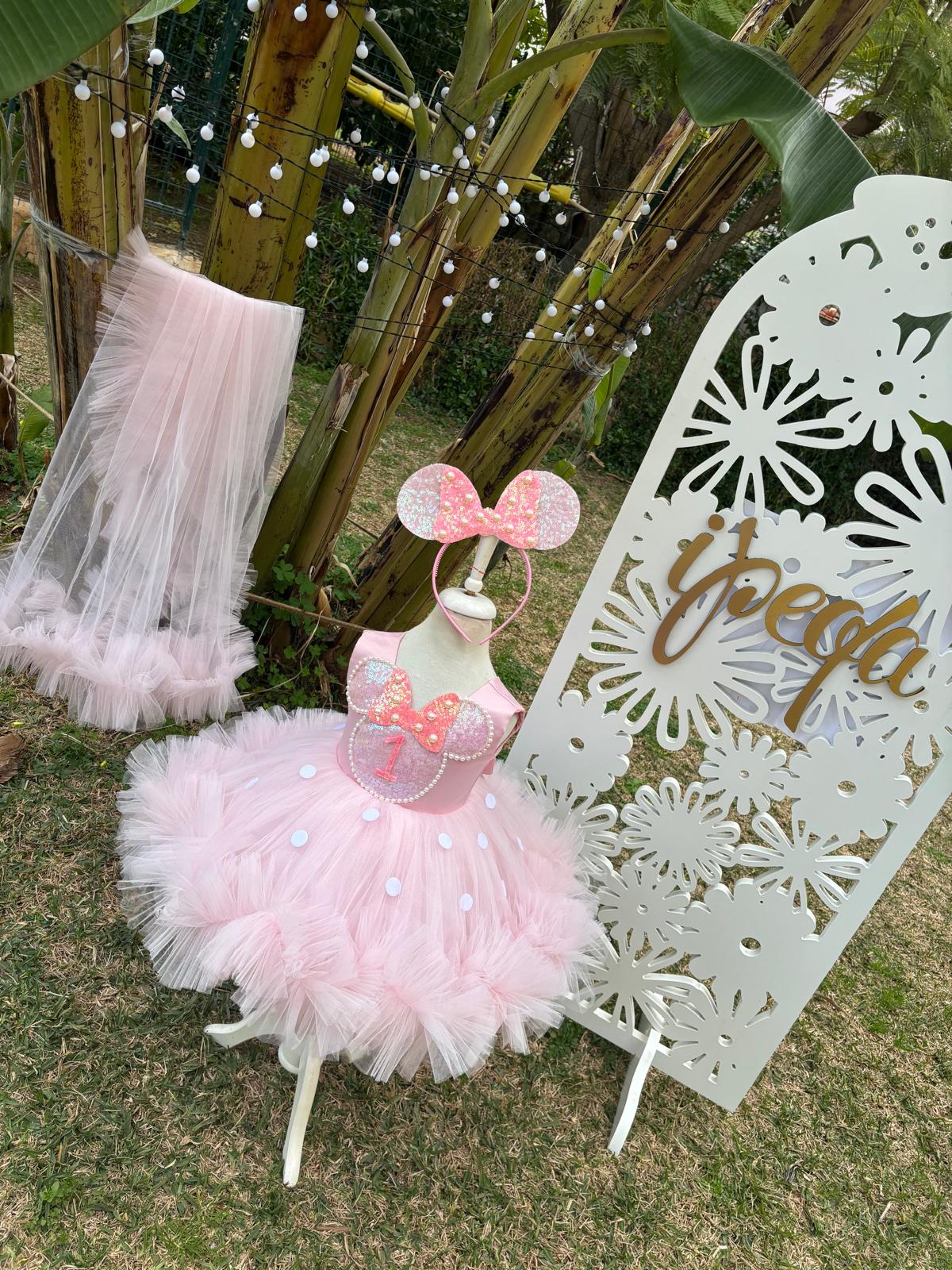 Kız Çocuk Minnie Mickey Mouse Kostümü TAÇ DAHİL- Çocuk Abiye Elbise -ipeqakids – kız çocuk elbisesi