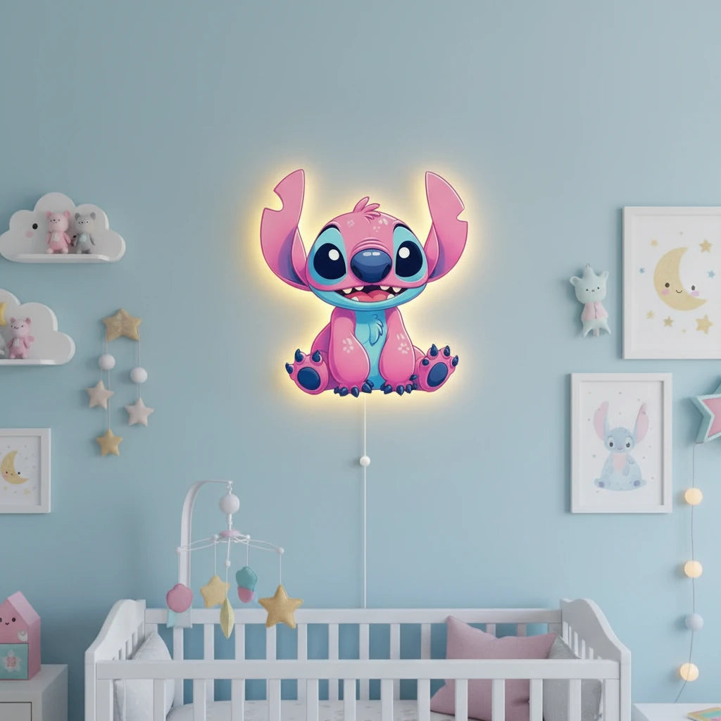 Lilo Pilli Led Işıklı Bebek Odası Ahşap Duvar Dekoru - Gece Lambası – kız çocuk elbisesi