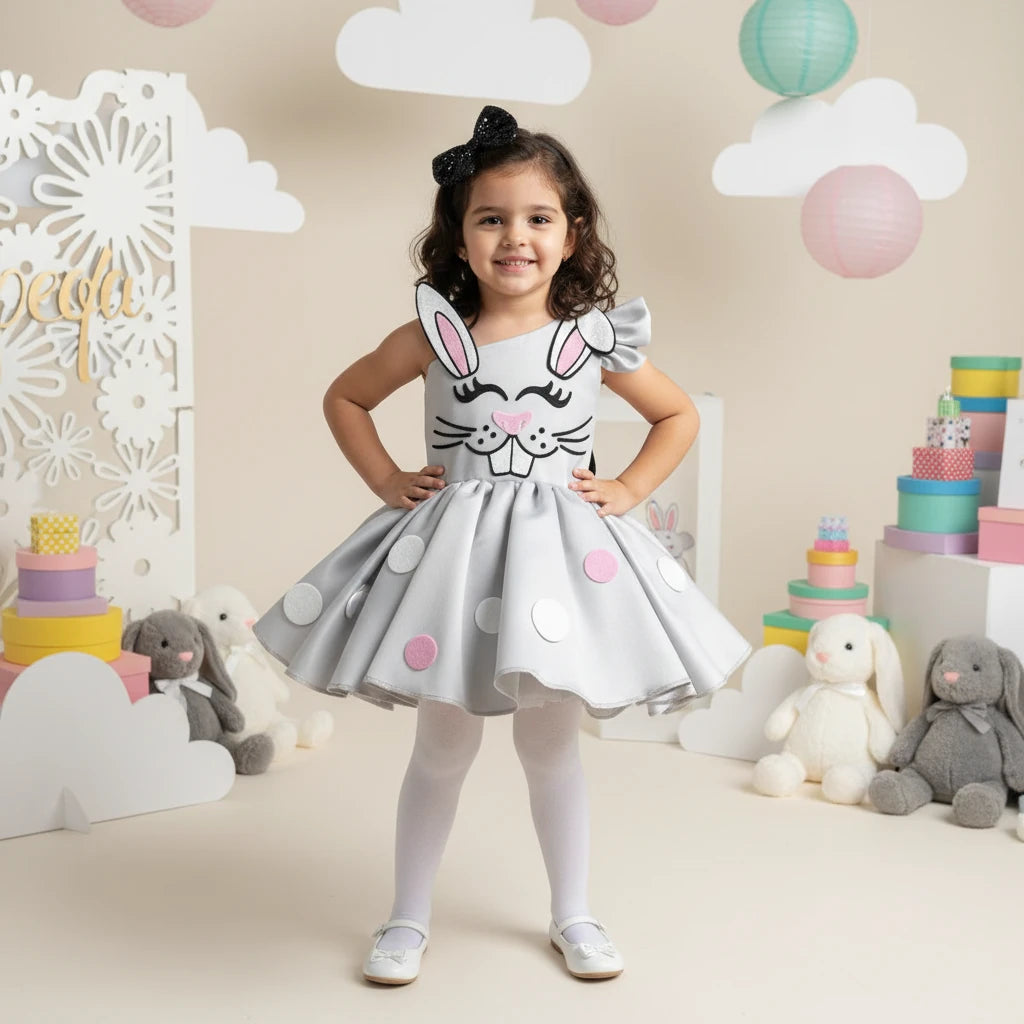 Tavşanlı Kız Çocuk Abiye - Bebek Parti Kostümü - ipeqakids – kız çocuk elbisesi