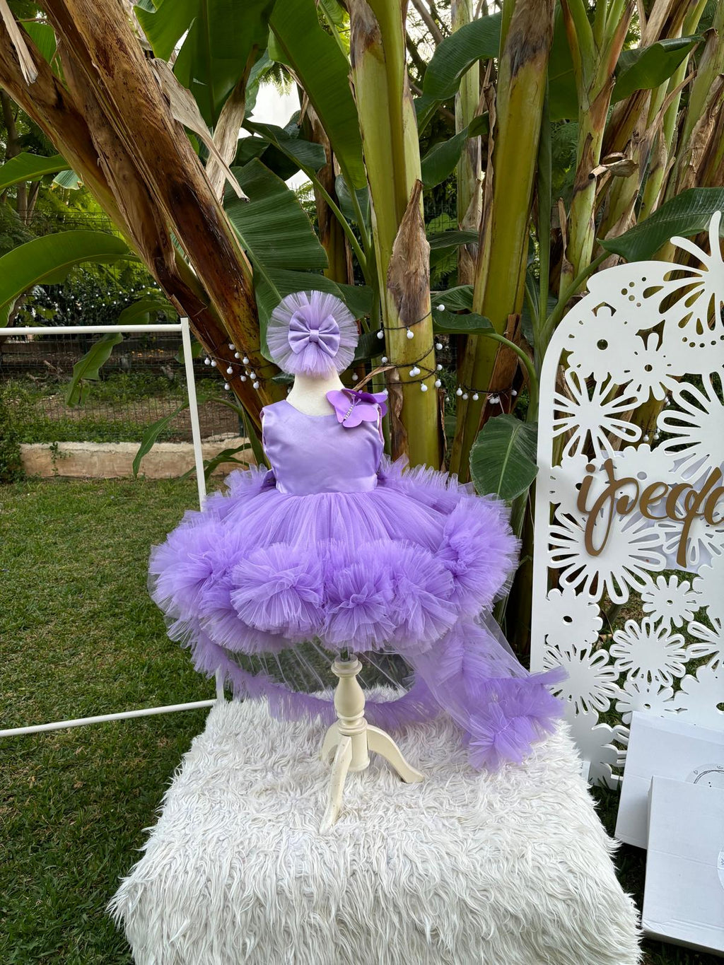 Lila Kelebekli Kız Çocuk Abiye - Bebek Doğum Günü Elbisesi - ipeqakids – kız çocuk elbisesi