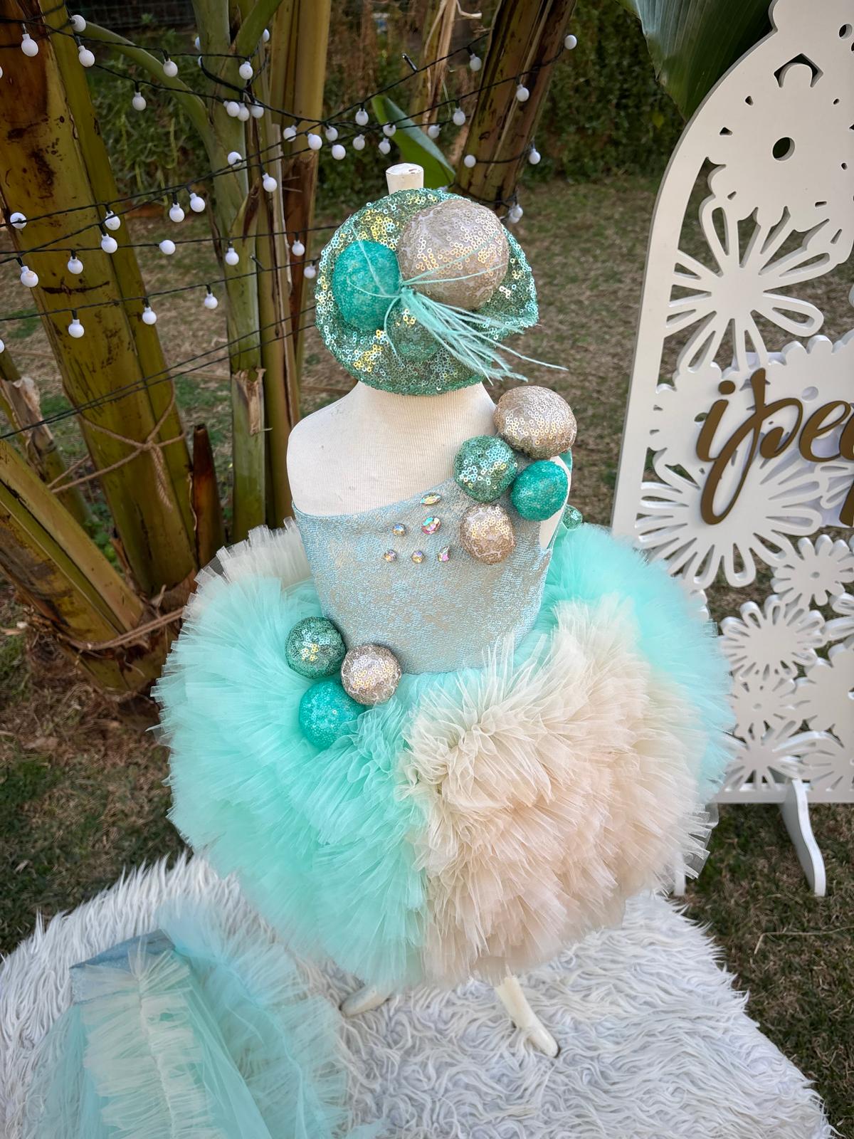 Mint Yeşil Bej Kız Çocuk Abiye - Bebek Parti Kostümü - ipeqakids – kız çocuk elbisesi