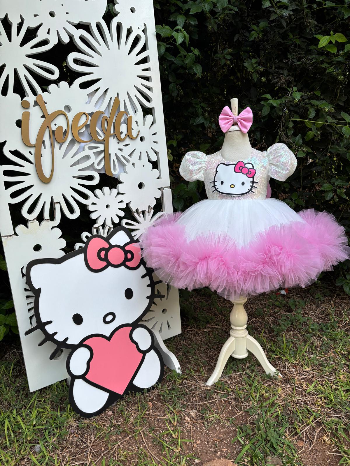 Pembe Hello Kitty Kız Çocuk Abiye - Bebek Doğum Günü Elbisesi - ipeqakids – kız çocuk elbisesi