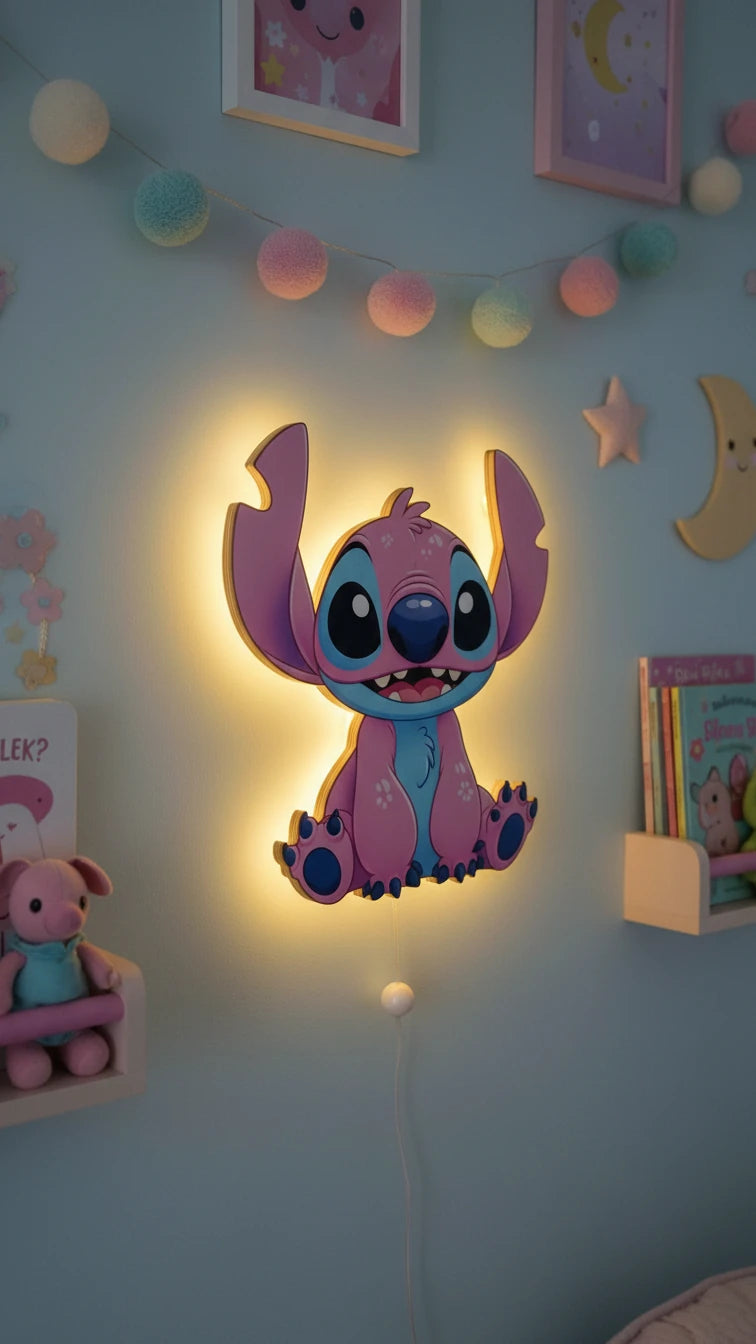 Lilo Pilli Led Işıklı Bebek Odası Ahşap Duvar Dekoru - Gece Lambası – kız çocuk elbisesi