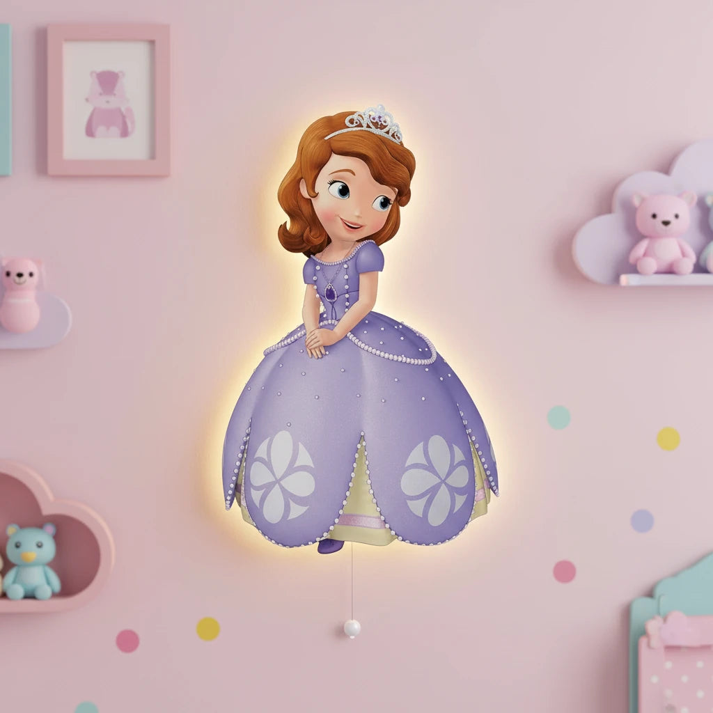 Prenses Sofia Pilli Led Işıklı Bebek Odası Ahşap Duvar Dekoru - Gece Lambası – kız çocuk elbisesi