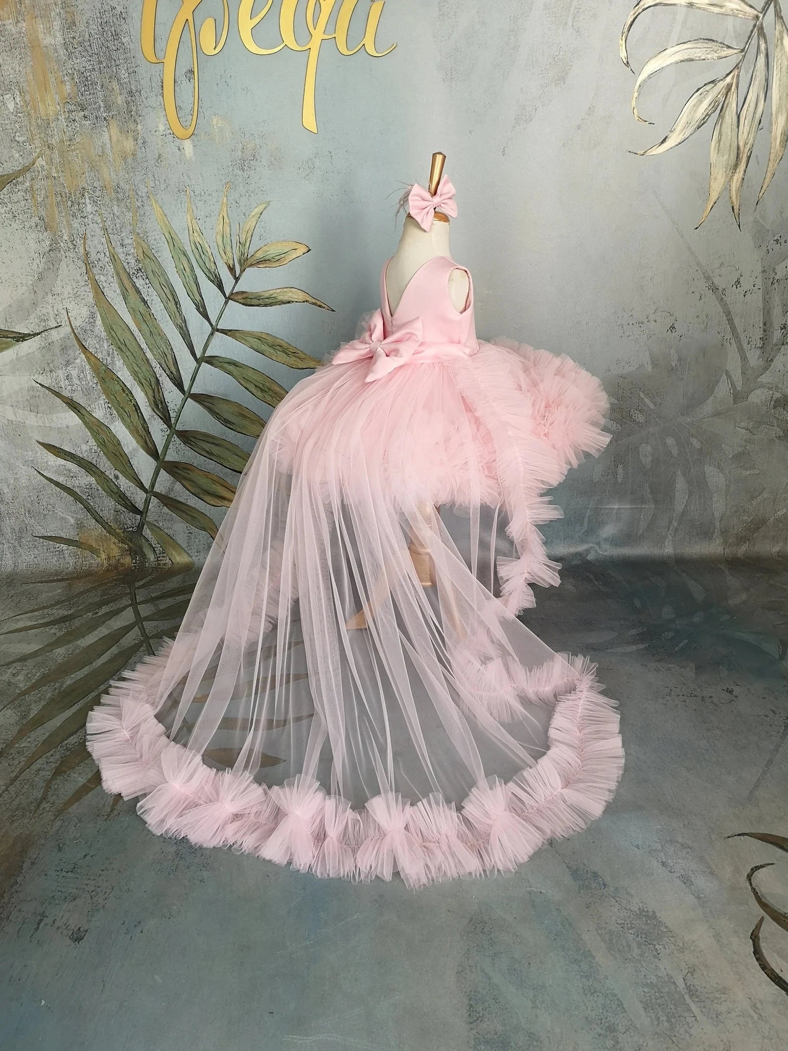 Pudra Pembe Kız Çocuk Abiye - ipeqakids – kız çocuk elbisesi