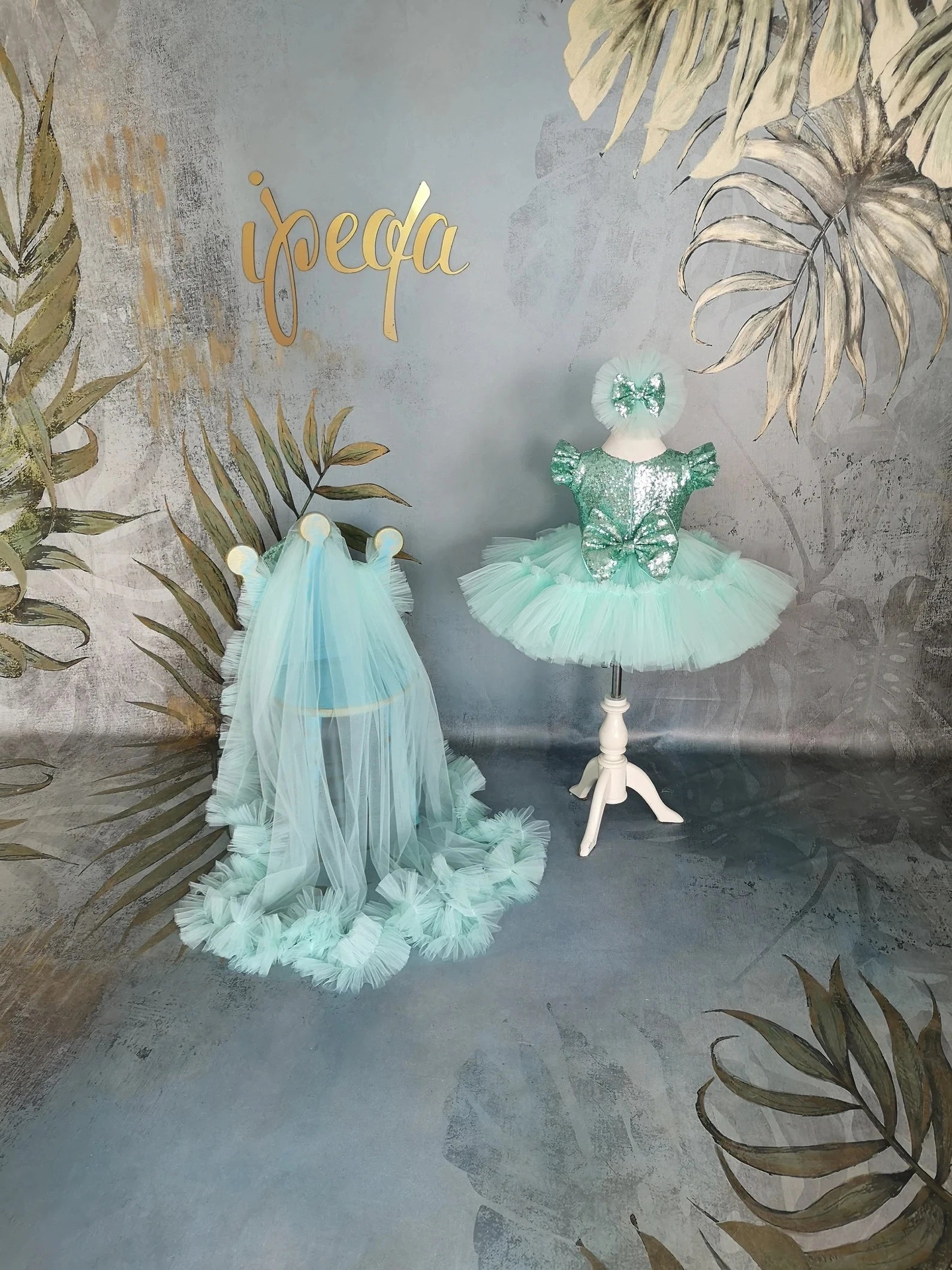 Mint Yeşili Kız Çocuk Abiye - İpeqakids – kız çocuk elbisesi