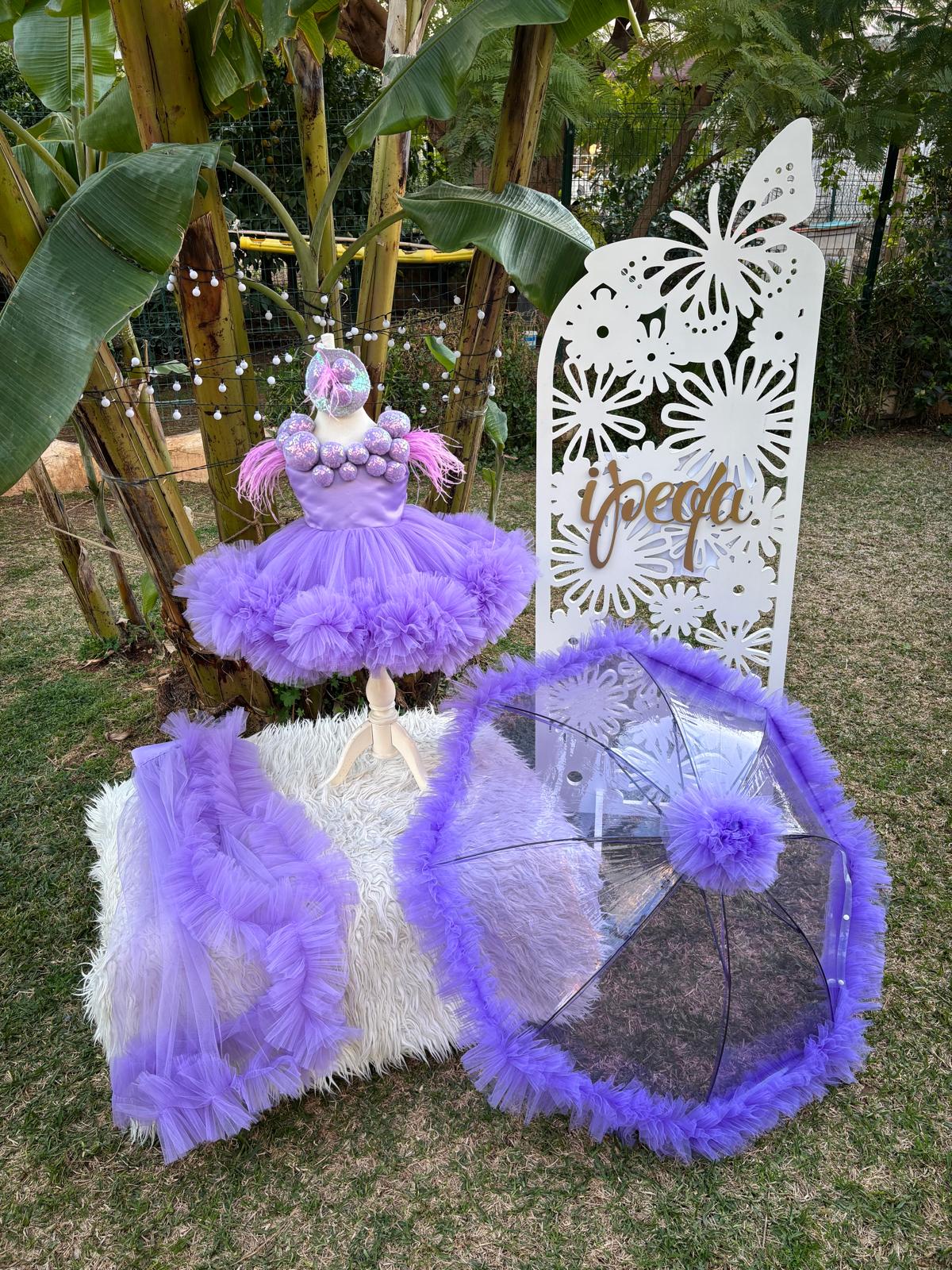 Lila Ponponlu Kız Çocuk Abiye - Bebek Parti Kostümü - ipeqakids – kız çocuk elbisesi