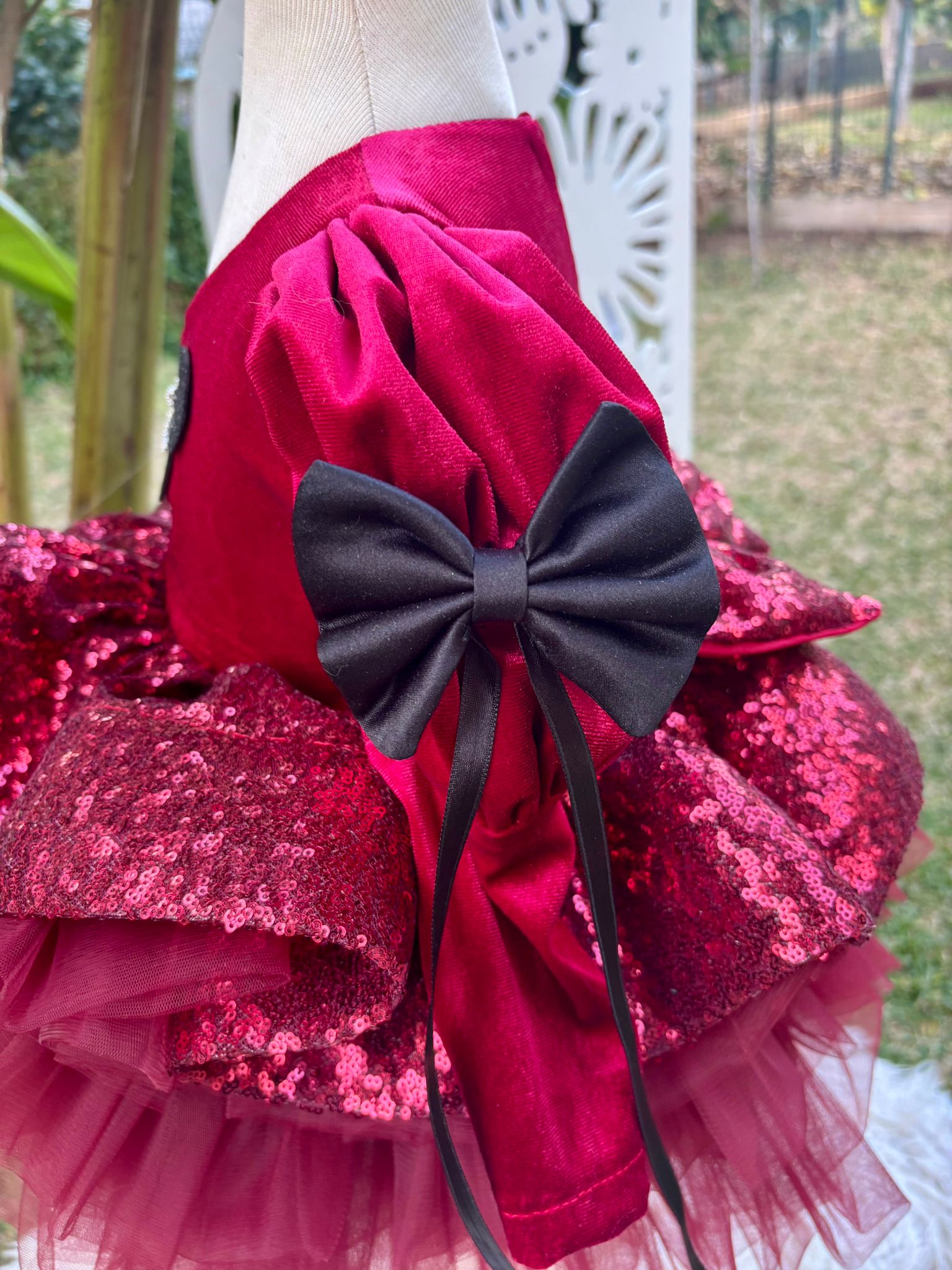 Bordo Kadife Kız Çocuk Abiye - Bebek Doğum Günü Elbisesi - ipeqakids – kız çocuk elbisesi