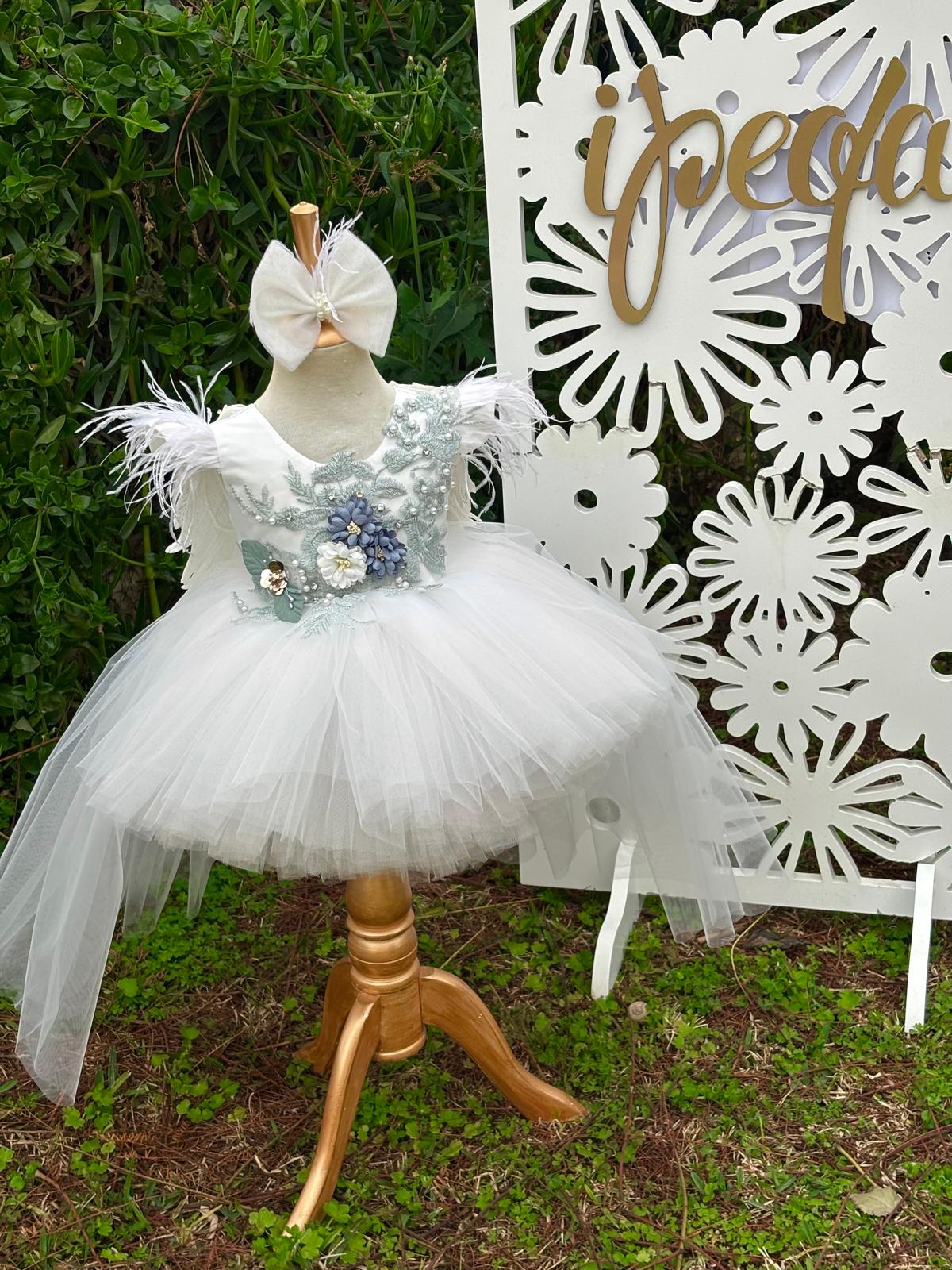 Melek Kanatlı Gipürlü Kız Çocuk Abiye - Bebek Parti Kostümü - ipeqakids – kız çocuk elbisesi