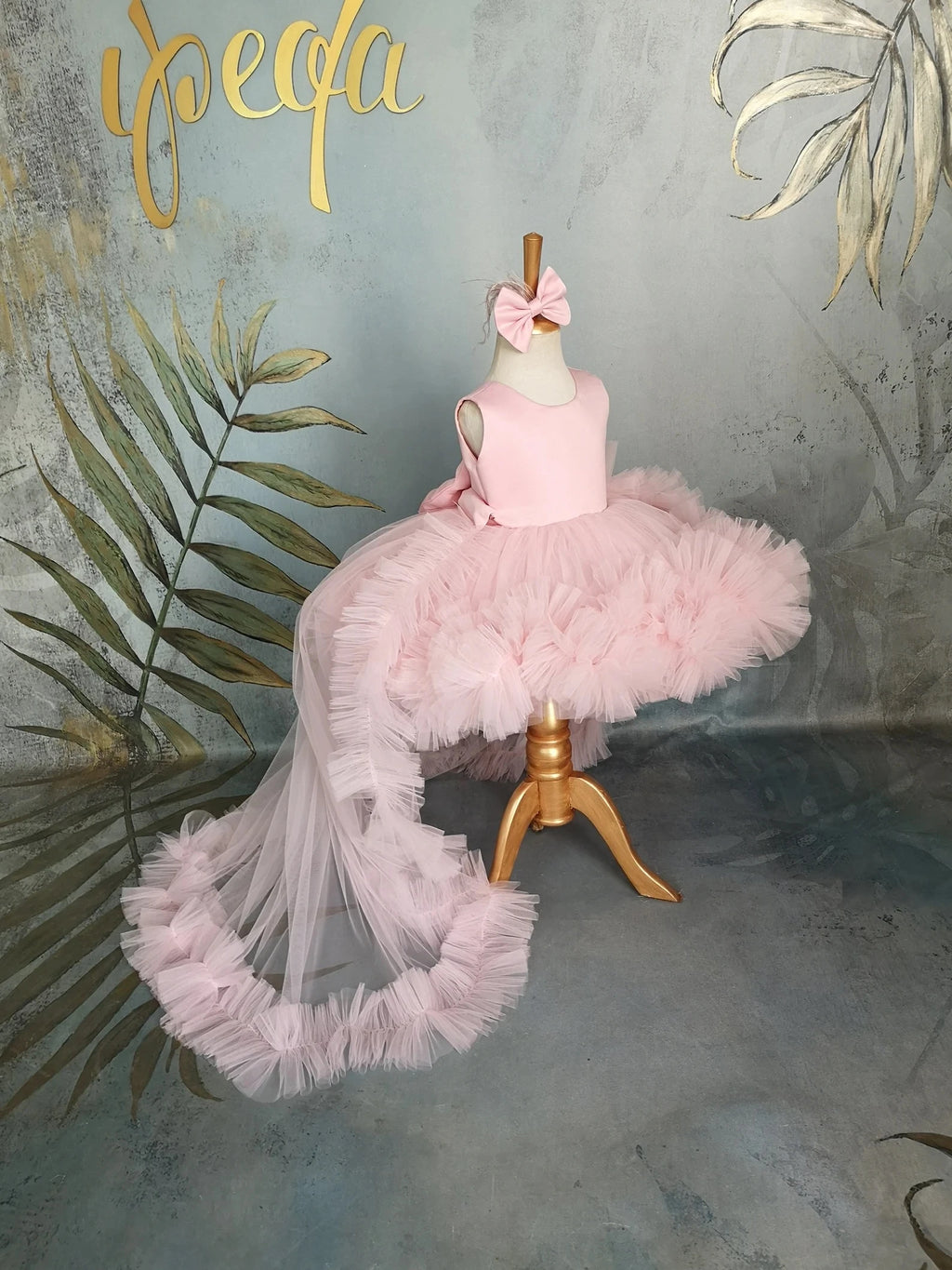 Pudra Pembe Kız Çocuk Abiye - ipeqakids – kız çocuk elbisesi