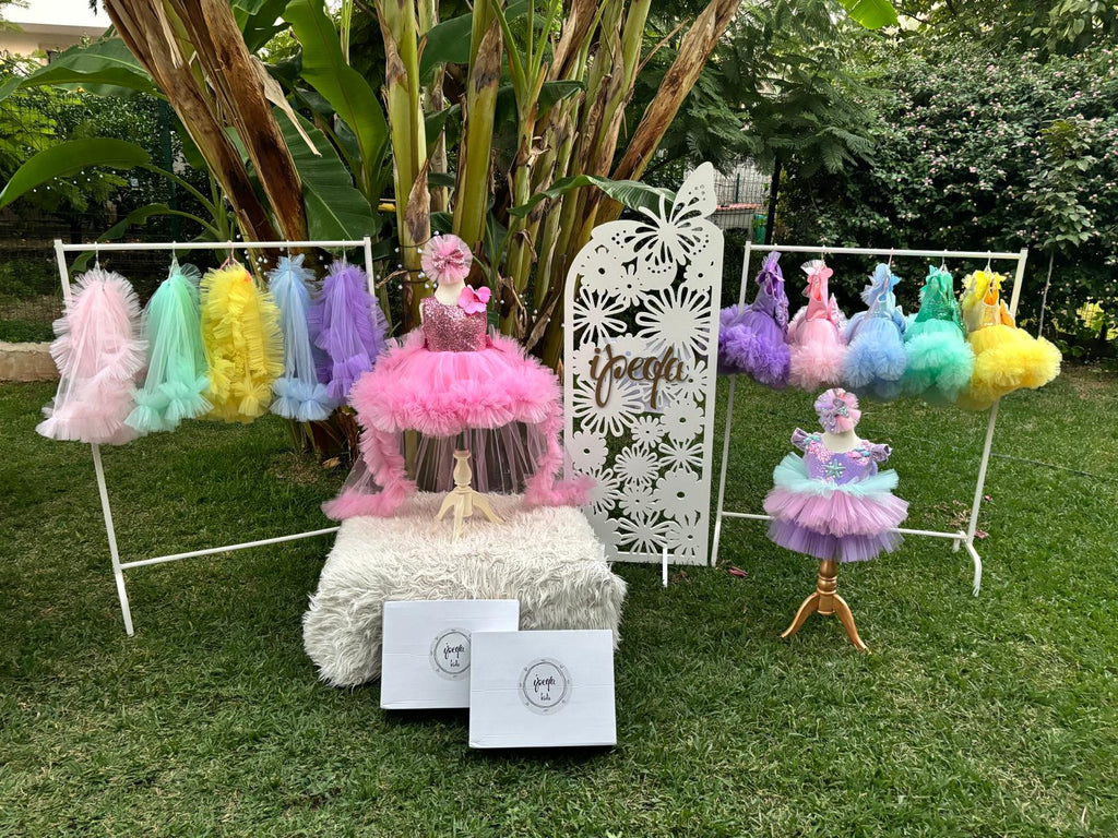 Pembe Kelebekli Kız Çocuk Abiye - Bebek Doğum Günü Elbisesi - ipeqakids – kız çocuk elbisesi