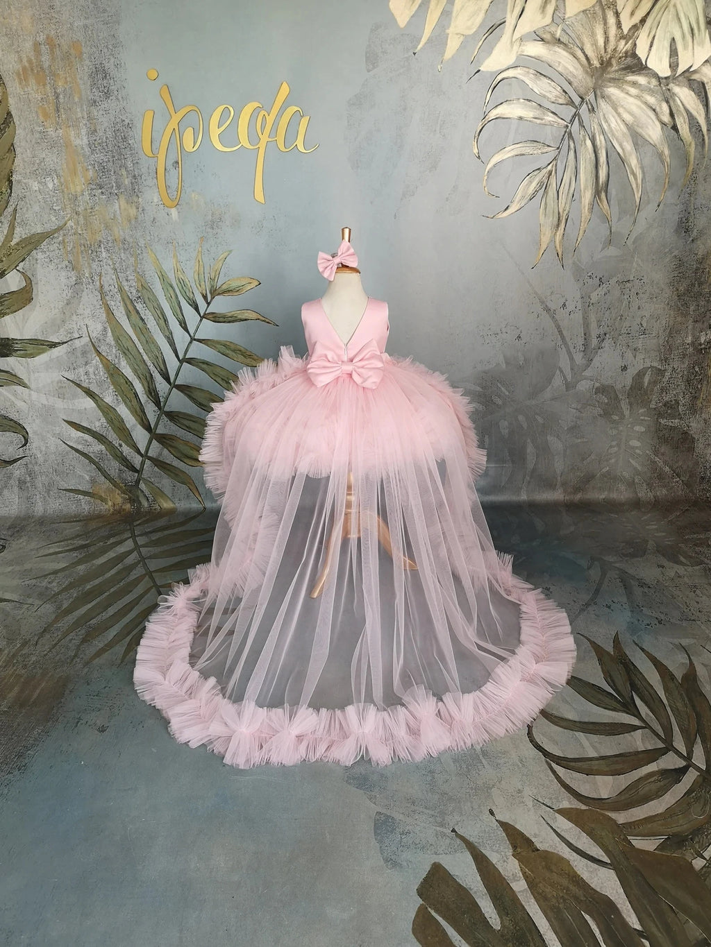 Pudra Pembe Kız Çocuk Abiye - ipeqakids – kız çocuk elbisesi