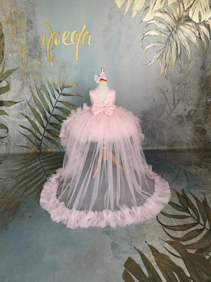 Pudra Pembe Kız Çocuk Abiye - ipeqakids – kız çocuk elbisesi