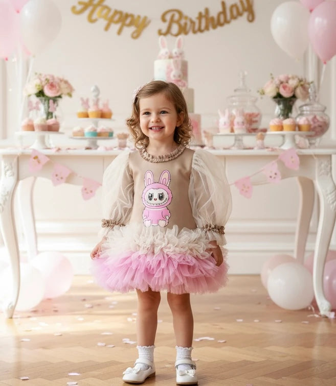 Labubu Temalı Kız Çocuk Elbisesi - ipeqakids – kız çocuk elbisesi