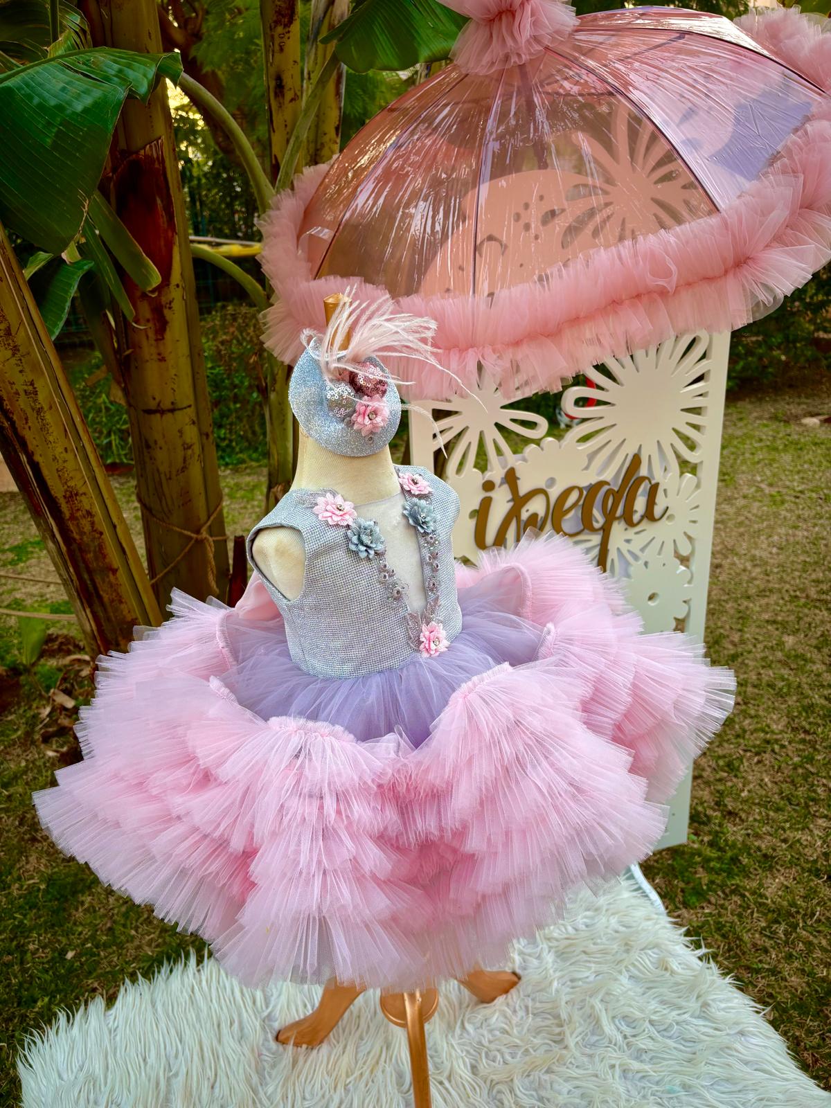 Pudra Gri Tütülü Kız Çocuk Abiye - Bebek Parti Kostümü - ipeqakids – kız çocuk elbisesi