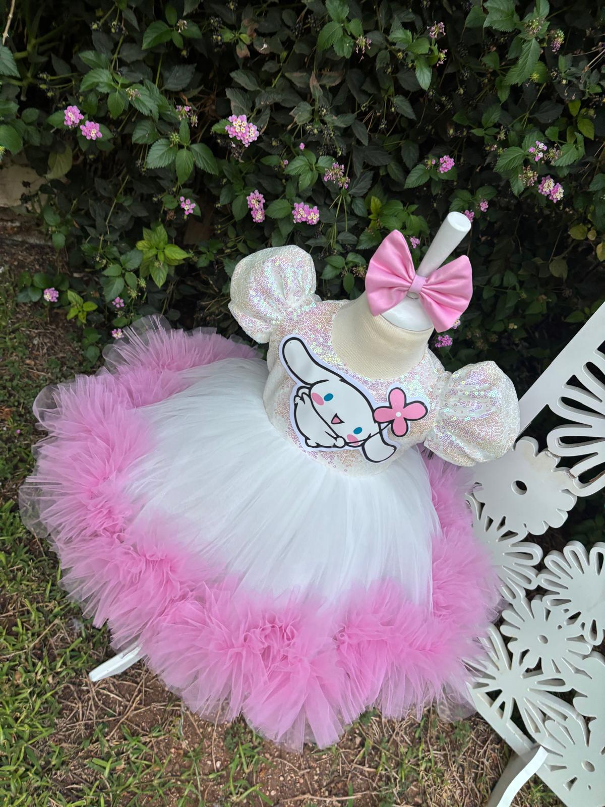 Pembe Cinnamoroll Kız Çocuk Abiye - Bebek Doğum Günü Elbisesi - ipeqakids – kız çocuk elbisesi