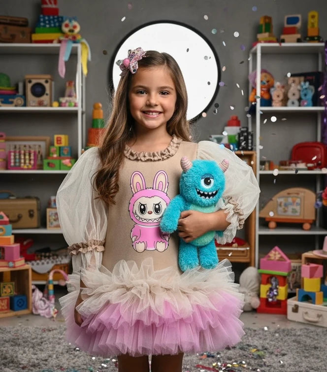Labubu Temalı Kız Çocuk Elbisesi - ipeqakids – kız çocuk elbisesi