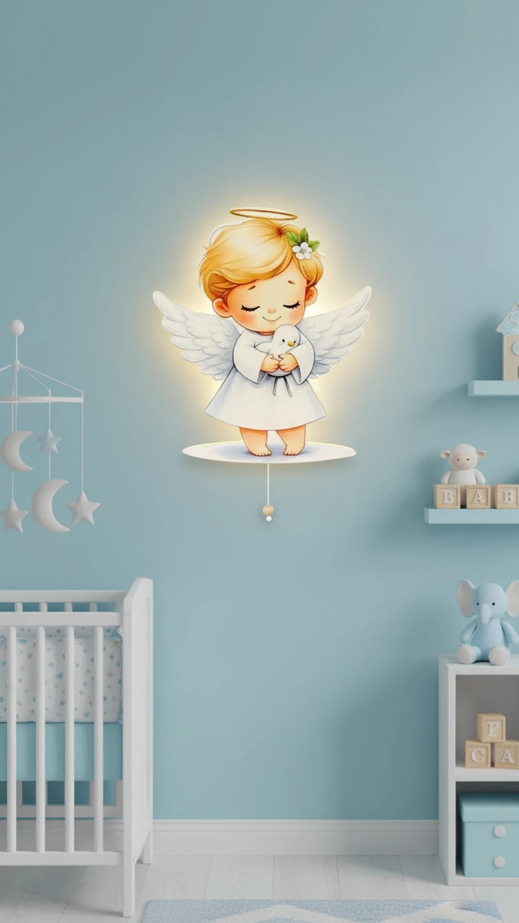 Erkek Melek Pilli Led Işıklı Ahşap Duvar Dekoru – kız çocuk elbisesi