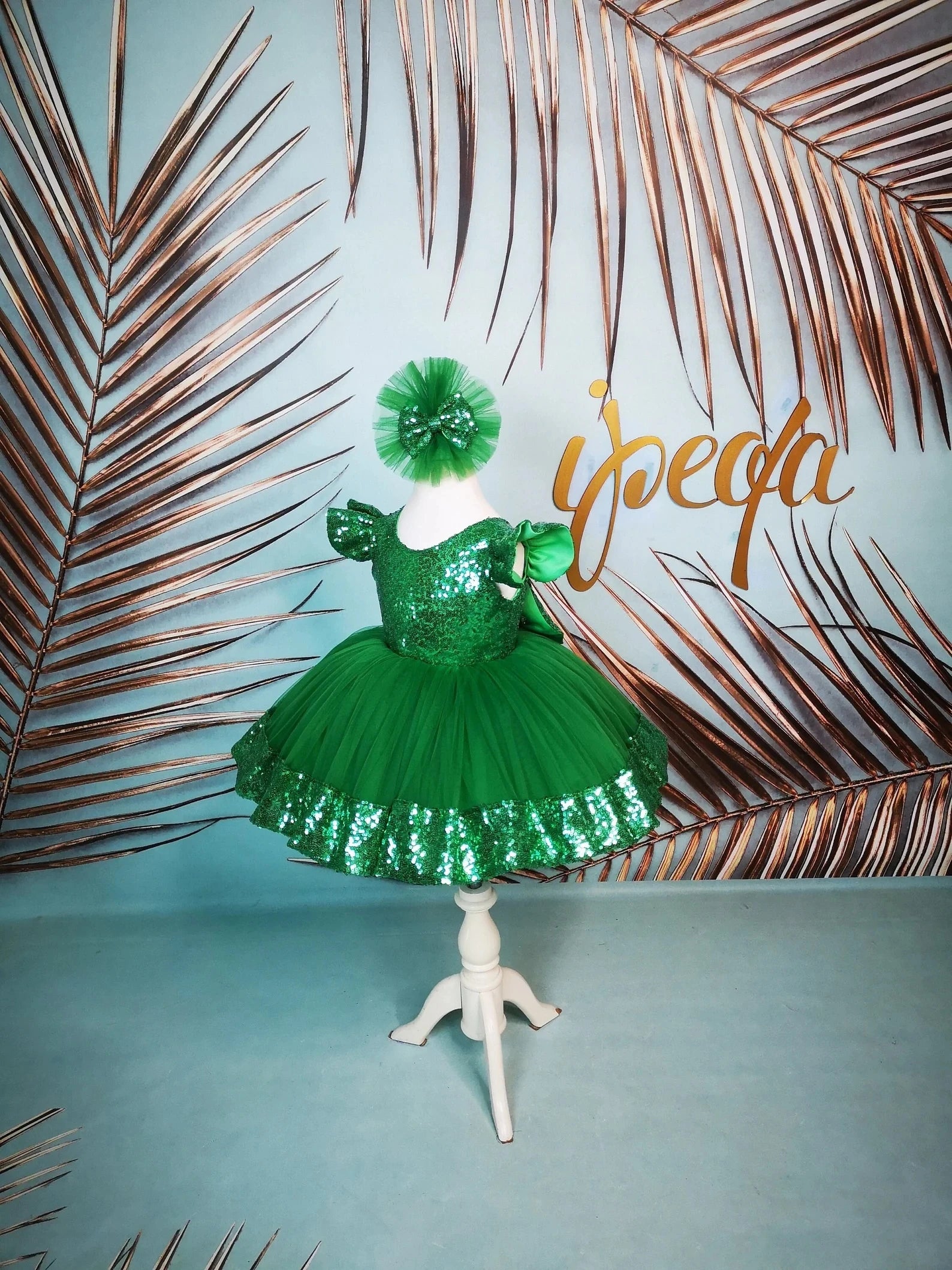 Zümrüt Yeşili Çocuk Elbisesi - Bebek Doğum Günü Abiye - ipeqakids – kız çocuk elbisesi