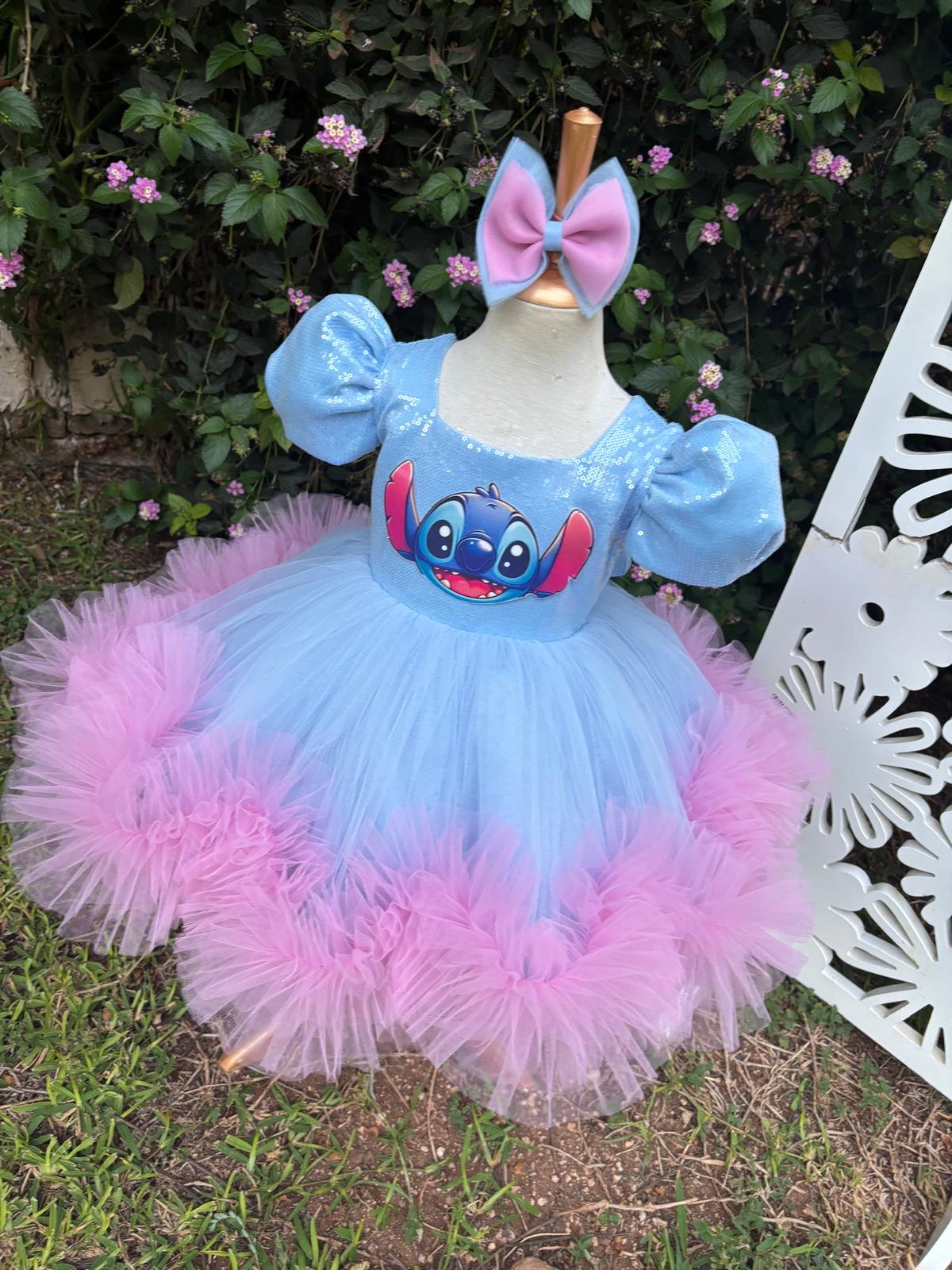 Stitch Kız Çocuk Abiye - Bebek Doğum Günü Elbisesi - ipeqakids – kız çocuk elbisesi