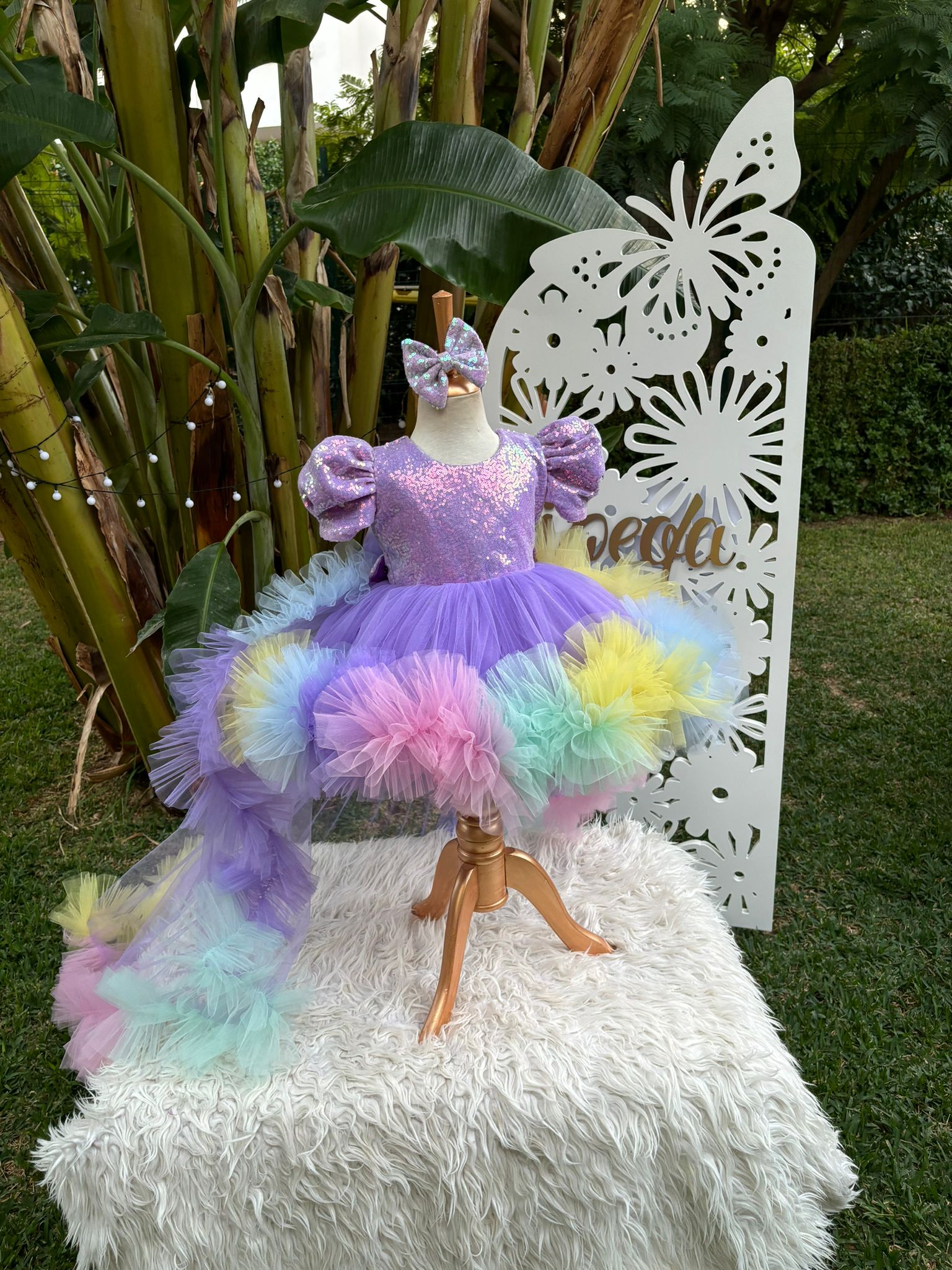 Lila Payetli Unicorn Temalı Kız Çocuk Abiye - Bebek Doğum Günü Elbisesi - ipeqakids – kız çocuk elbisesi