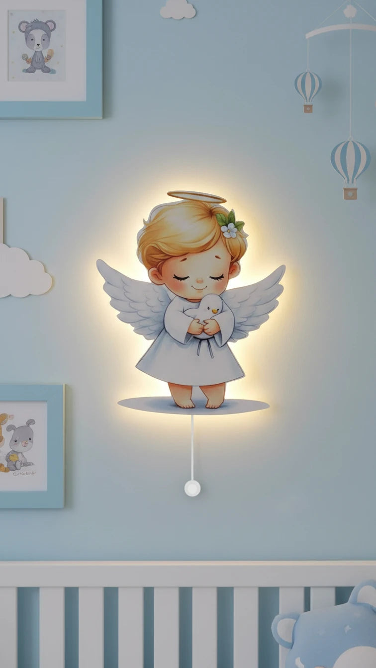 Erkek Melek Pilli Led Işıklı Ahşap Duvar Dekoru – kız çocuk elbisesi