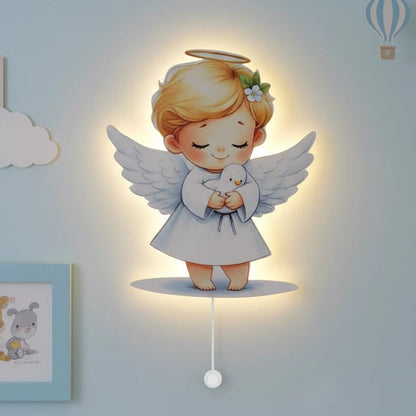 Erkek Melek Pilli Led Işıklı Ahşap Duvar Dekoru – kız çocuk elbisesi