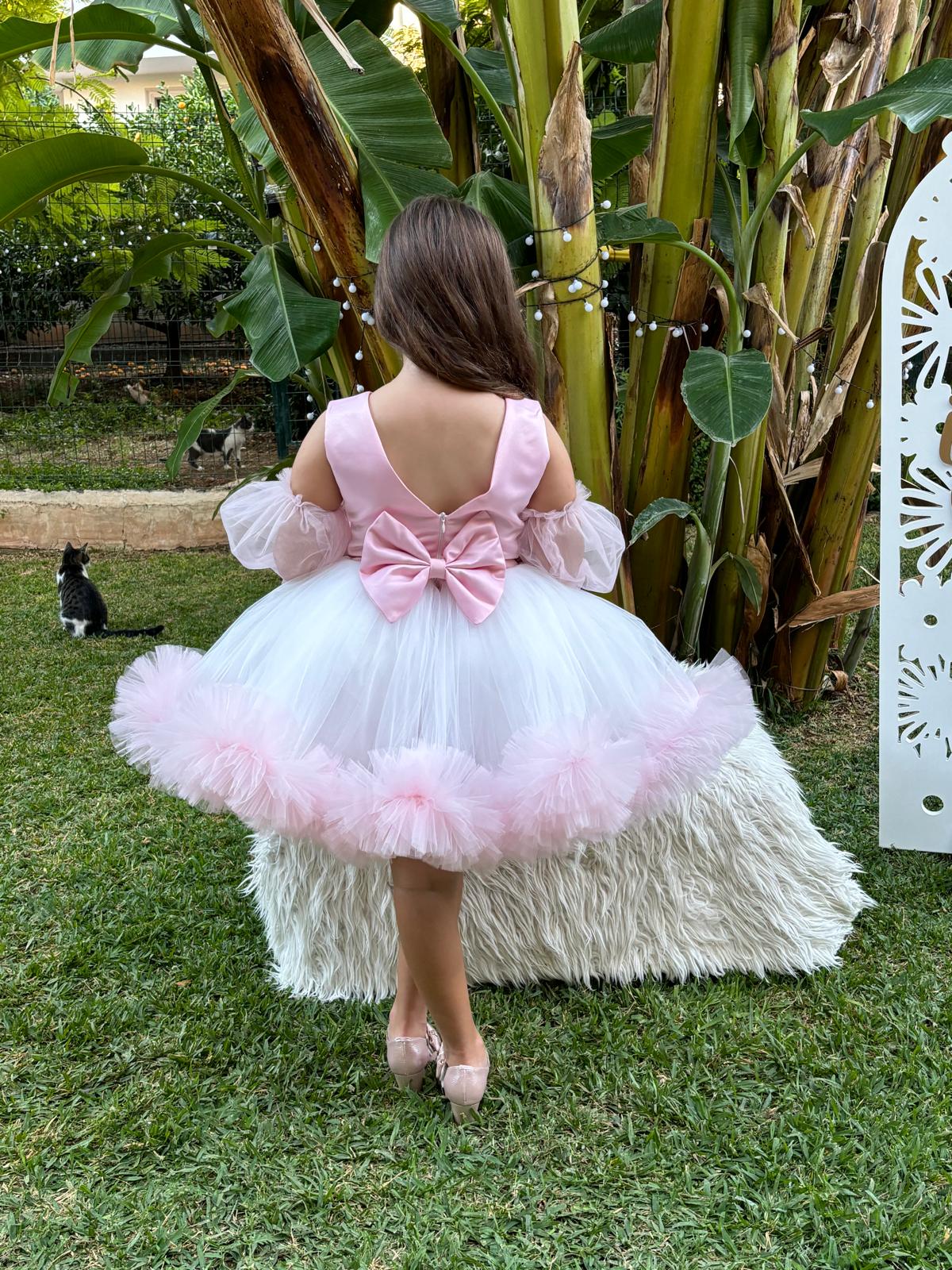 Barbie Temalı Kız Çocuk Abiye - Bebek Doğum Günü Elbisesi - ipeqakids – kız çocuk elbisesi