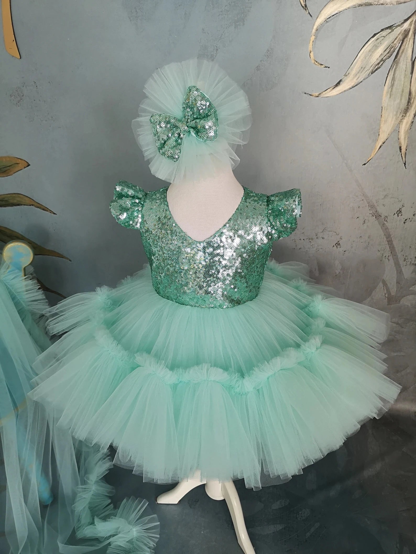 Mint Yeşili Kız Çocuk Abiye - İpeqakids – kız çocuk elbisesi