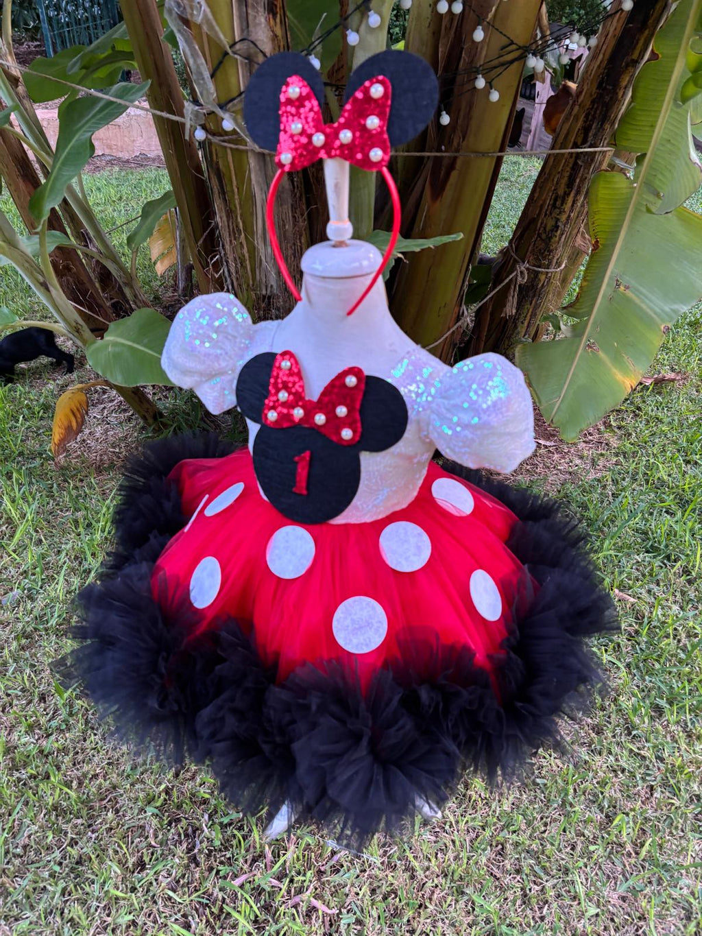 Kız Çocuk Minnie Mickey Mouse Kostümü TAÇ DAHİL- Çocuk Abiye Elbise -ipeqakids – kız çocuk elbisesi