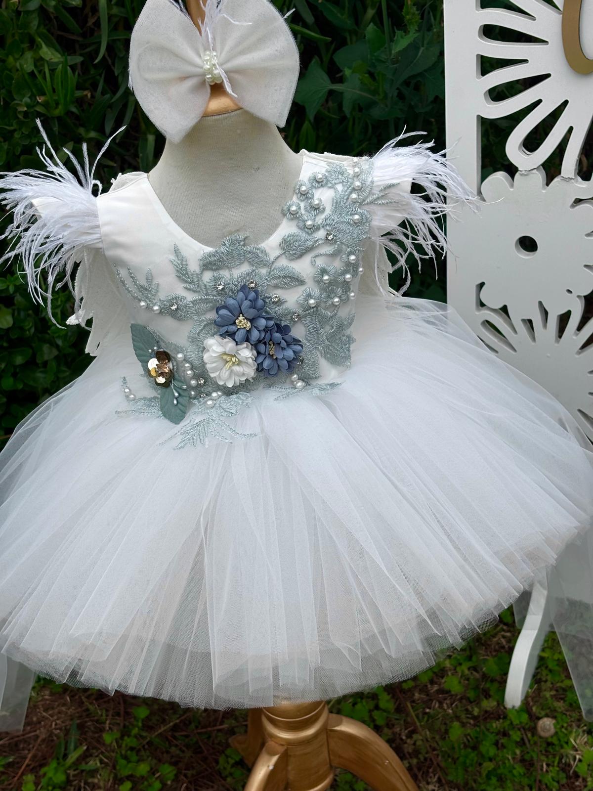 Melek Kanatlı Gipürlü Kız Çocuk Abiye - Bebek Parti Kostümü - ipeqakids – kız çocuk elbisesi