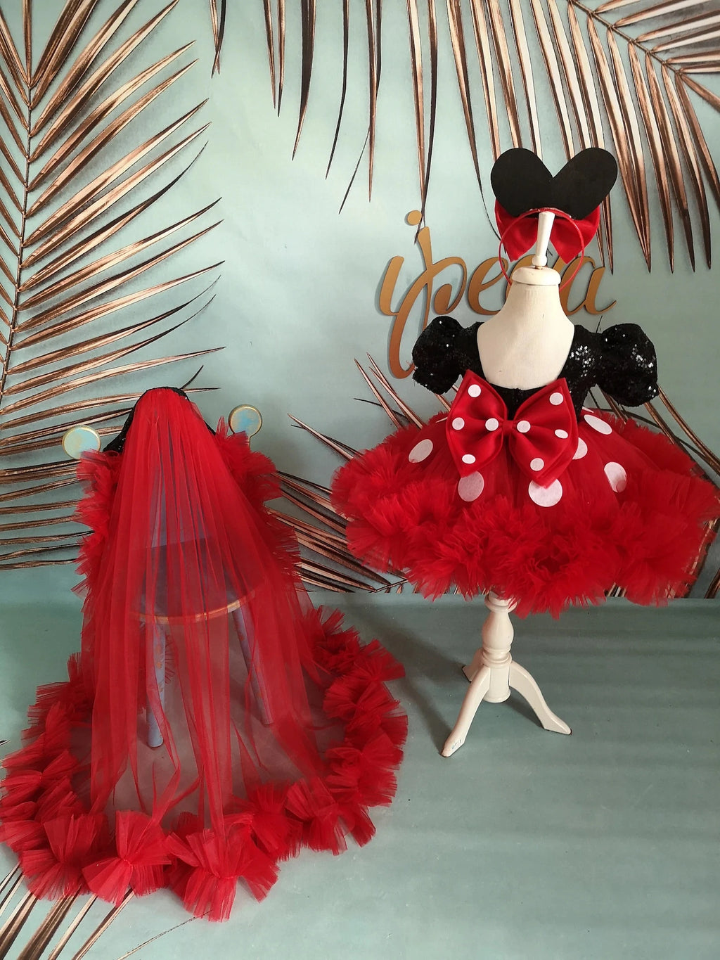 Kız Çocuk Mickey Mouse Kostümü TAÇ DAHİL- Çocuk Abiye Elbise -ipeqakids – kız çocuk elbisesi