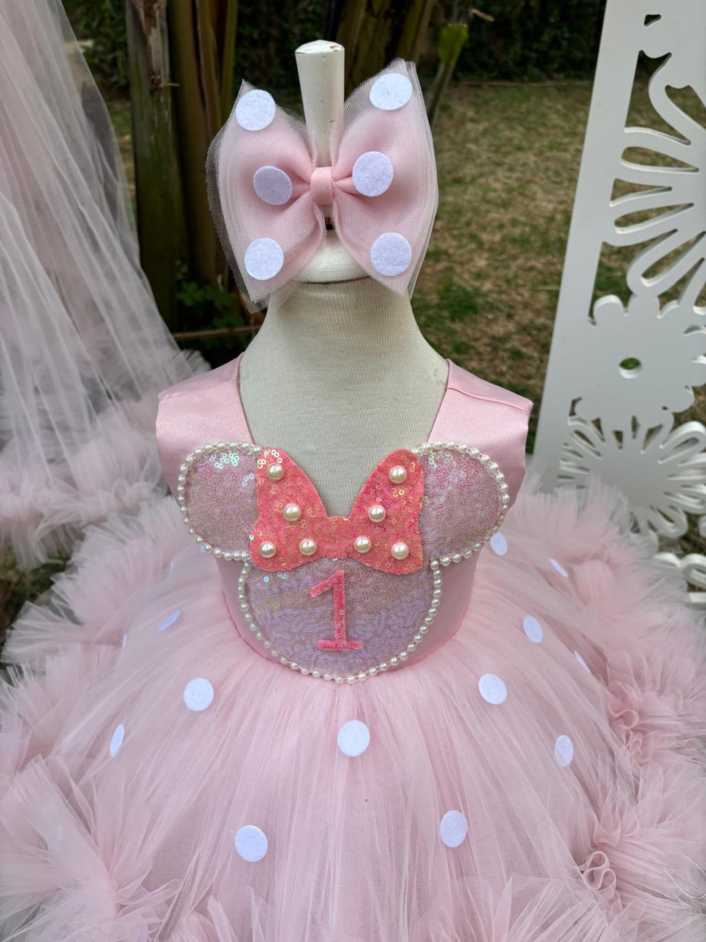 Kız Çocuk Minnie Mickey Mouse Kostümü TAÇ DAHİL- Çocuk Abiye Elbise -ipeqakids – kız çocuk elbisesi