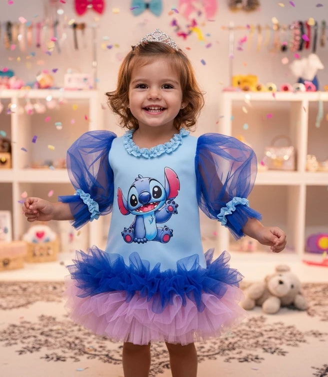 Stitch Baskılı Kız Çocuk Elbisesi - ipeqakids – kız çocuk elbisesi