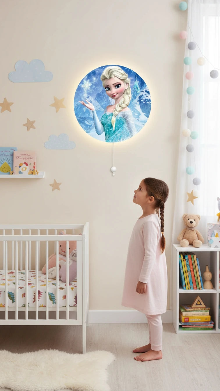 Elsa Pilli Led Işıklı Bebek Odası Ahşap Duvar Dekoru - Gece Lambası – kız çocuk elbisesi