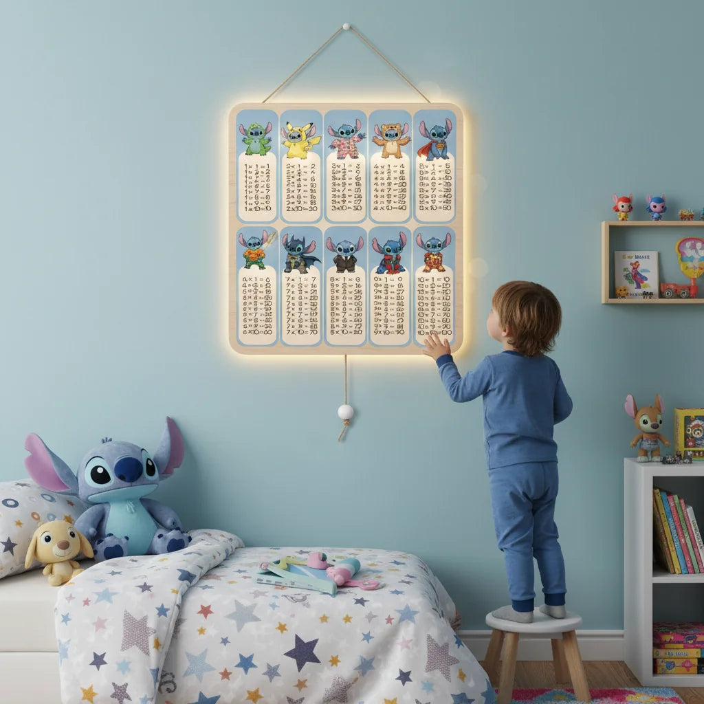 Çarpım Tablosu Pilli Led Işıklı Bebek Odası Ahşap Duvar Dekoru - Gece Lambası – kız çocuk elbisesi